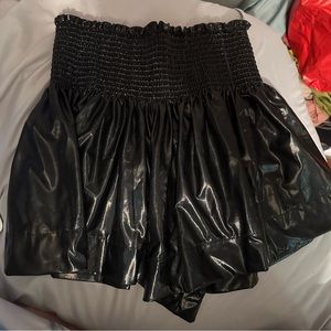 Queen of sparkles black leather shorts